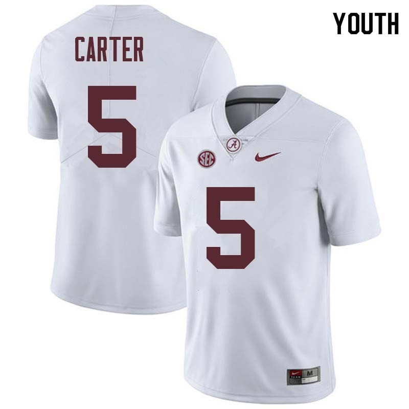 Alabama Crimson Tide Youth Shyheim Carter #5 White NCAA Nike Authentic Stitched College Football Jersey VI16E76KX